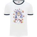 Easter Anime Girl With Eggs and Bunny Ears Mens Ringer T-Shirt White/Navy Blue