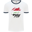 Torn Iraq Flag Iraqi Day Football Mens Ringer T-Shirt White/Navy Blue