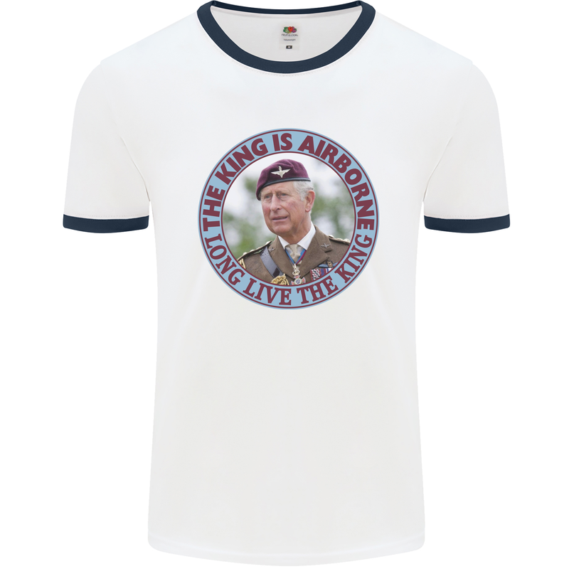 King Airborne Mens Ringer T-Shirt White/Navy Blue