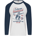 Extreme Snowboarding Snowboard Mens L/S Baseball T-Shirt White/Navy Blue