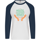 Trees Are the Answer Climate Change Mens L/S Baseball T-Shirt White/Navy Blue