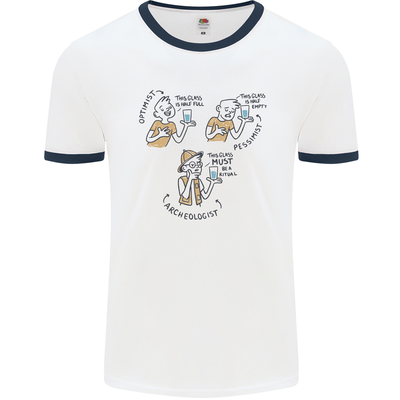 Archaeologist Glass Funny Archaeology Mens Ringer T-Shirt White/Navy Blue