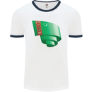 Curled Turkmenistan Flag The Turkmen Day Football Mens Ringer T-Shirt White/Navy Blue