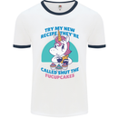 Shut the Fuckupcakes Funny Offensive Unicorn Mens Ringer T-Shirt White/Navy Blue