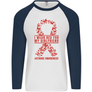 Wear Red For My Girlfriend Stroke Awareness Mens L/S Baseball T-Shirt White/Navy Blue
