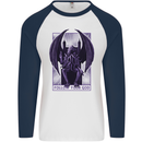 Cthulhu Follow Your God Kraken Mythology Mens L/S Baseball T-Shirt White/Navy Blue