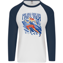 Chase Boys Running Marathon Cross Country Runner Mens L/S Baseball T-Shirt White/Navy Blue