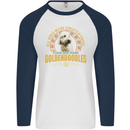 A Goldendoodle Dog Mens L/S Baseball T-Shirt White/Navy Blue