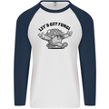 Lets Get Fungi Magic Mushrooms LSD Mens L/S Baseball T-Shirt White/Navy Blue