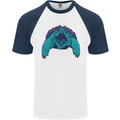 Alligator Snapping Turtle Mens S/S Baseball T-Shirt White/Navy Blue