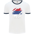 Torn Flag Republika Srpska Mens Ringer T-Shirt White/Navy Blue