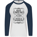 Mothers Day Best Mum in the World Mens L/S Baseball T-Shirt White/Navy Blue