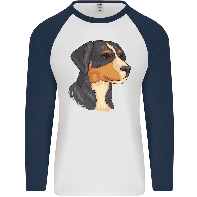 Appenzeller Sennenhund Dog Mens L/S Baseball T-Shirt White/Navy Blue