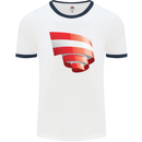 Curled Austria Flag Austrian Day Football Mens Ringer T-Shirt White/Navy Blue