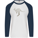Kangaroo Ecology Mens L/S Baseball T-Shirt White/Navy Blue