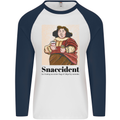 Snaccident Funny Junk Food Diet Weight Loss Mens L/S Baseball T-Shirt White/Navy Blue