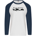 Vegetarian Animals Friends Not Food Vegan Mens L/S Baseball T-Shirt White/Navy Blue