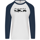 Vegetarian Animals Friends Not Food Vegan Mens L/S Baseball T-Shirt White/Navy Blue