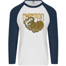 Dinosaur Fossil Paleontology Skeleton Mens L/S Baseball T-Shirt White/Navy Blue