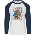 Magical Ramen Noodles Witch Halloween Mens L/S Baseball T-Shirt White/Navy Blue