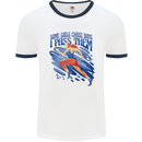 Chase Boys Running Marathon Cross Country Runner Mens Ringer T-Shirt White/Navy Blue