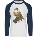 A Falcon Falconry Mens L/S Baseball T-Shirt White/Navy Blue