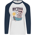 Fishing My Fish Will Come Funny Fisherman Mens L/S Baseball T-Shirt White/Navy Blue