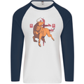 Chinese Zodiac Shengxiao Year of the Ox Mens L/S Baseball T-Shirt White/Navy Blue