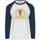 A Labrador Dog Mens L/S Baseball T-Shirt White/Navy Blue