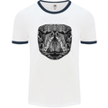 Turtle Mandala Art Tortoise Mens Ringer T-Shirt White/Navy Blue