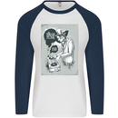 Steampunk Music Event Mens L/S Baseball T-Shirt White/Navy Blue