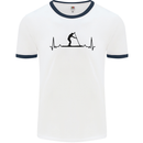 Paddleboarding ECG Paddleboard Pulse Mens Ringer T-Shirt White/Navy Blue