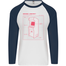 Retro Arcade Game Cabinet Gaming Gamer Mens L/S Baseball T-Shirt White/Navy Blue