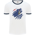 Torn Flag South Georgia and Sandwich Islands Mens Ringer T-Shirt White/Navy Blue