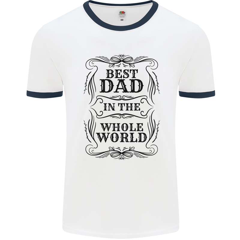 Fathers Day Best Dad in the Word Mens Ringer T-Shirt White/Navy Blue