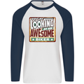 You're Looking at an Awesome Biker Mens L/S Baseball T-Shirt White/Navy Blue