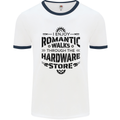 Romantic Walks Hardware Store Tradesman DIY Mens Ringer T-Shirt White/Navy Blue