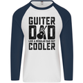 Fathers Day Guitar Dad Like a Normal Dad Mens L/S Baseball T-Shirt White/Navy Blue