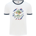 Torn Belize Flag Belizean Day Football Mens Ringer T-Shirt White/Navy Blue