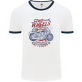 Two Wheels Attitude Motorcycle Biker Motorbike Mens Ringer T-Shirt White/Navy Blue