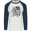 Funny Anxious Rat Anxiety Mens L/S Baseball T-Shirt White/Navy Blue