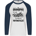 Some Grandpas Funny Biker Motorbike Bike Mens L/S Baseball T-Shirt White/Navy Blue