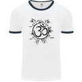 Yoga Symbol Sketch Meditation Mens Ringer T-Shirt White/Navy Blue