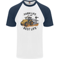 Farm Life is the Best Life Farming Farmer Mens S/S Baseball T-Shirt White/Navy Blue