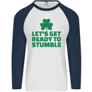 Get Ready to Stumble St. Patrick's Day Mens L/S Baseball T-Shirt White/Navy Blue