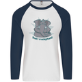 Irrelephant Funny Elephant Mens L/S Baseball T-Shirt White/Navy Blue