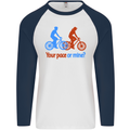 Your Pace or Mine Funny Cycling Cyclist Mens L/S Baseball T-Shirt White/Navy Blue