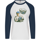 A Baseball Player Mens L/S Baseball T-Shirt White/Navy Blue