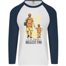 Father's Day Football Dad & Son Daddy Mens L/S Baseball T-Shirt White/Navy Blue