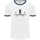 Paddleboard ECG Paddleboarding Pulse Mens Ringer T-Shirt White/Navy Blue